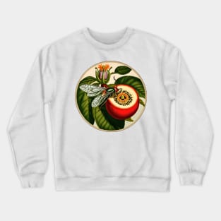 The Cicada beetle sits on the passion fruit flowe Crewneck Sweatshirt